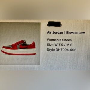 Women’s Nike Air Jordan 1 Elevate Low. Red and gray. Size 7.5. Great condition.